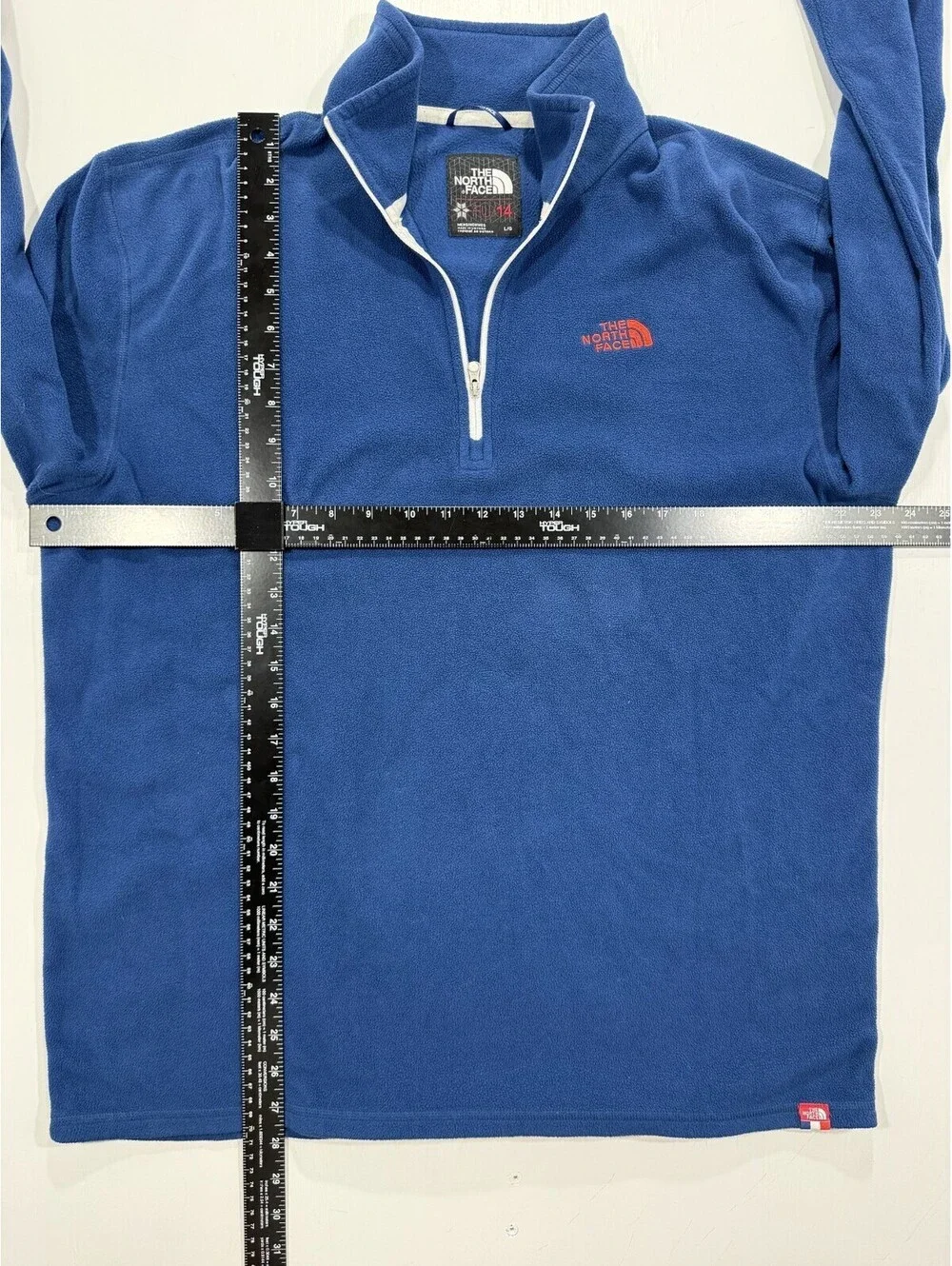 The North Face Fleece Pullover Mens L Blue Quarter Zip Logo Outdoor Hiking